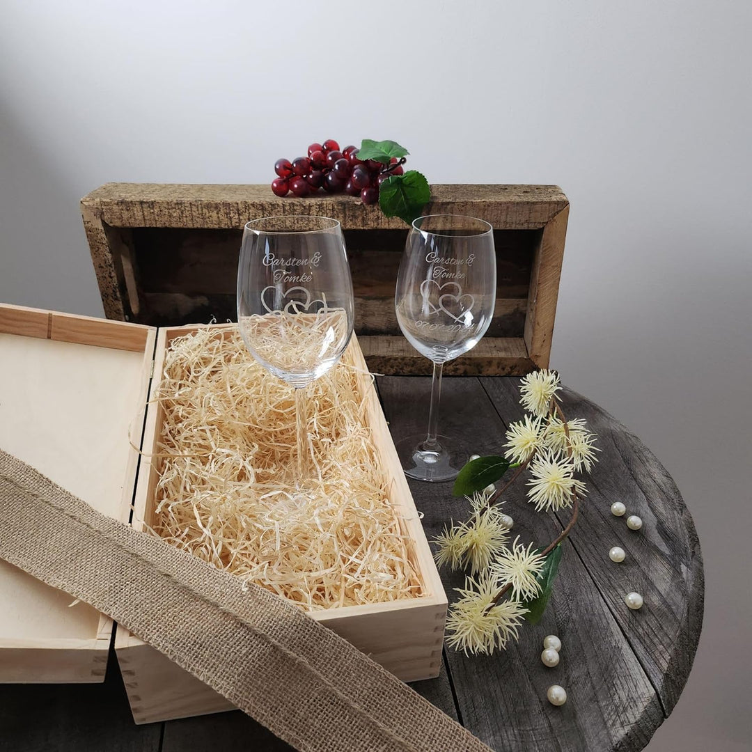 Geschenk zum Valentinstag – Wein Geschenksets – Weinglas mit Gravur 460ml – Hochzeitsgeschenke – Ges