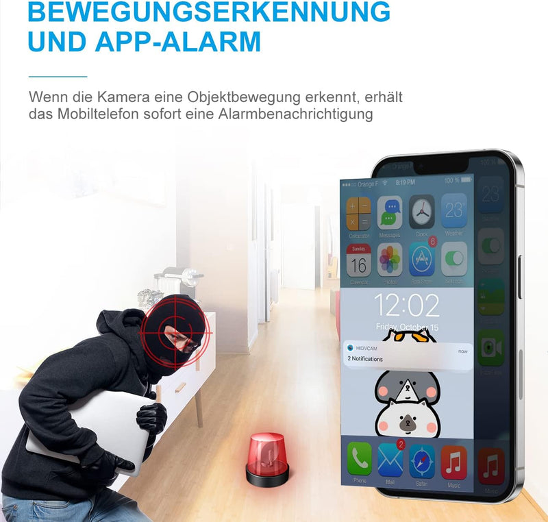 Mini Kamera, 1080P HD WLAN Überwachungskamera Innen Für Live Übertragung Handy APP, WIFI Camera Nach