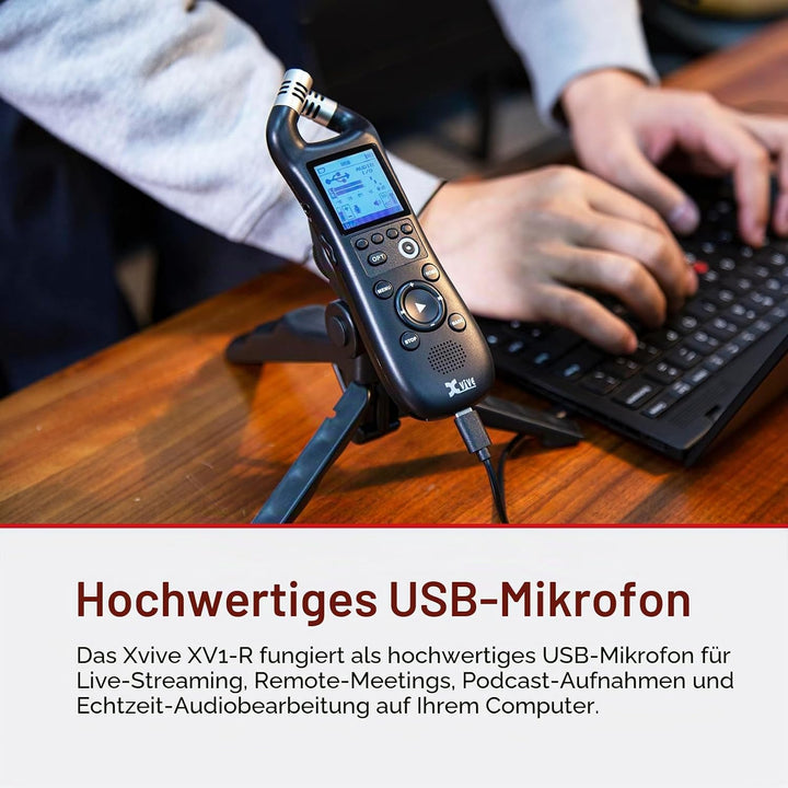 Xvive - XV1-R Digitaler Handheld-Recorder mit integrierten Mikrofonen - WAV-Aufnahme Mono Stereo