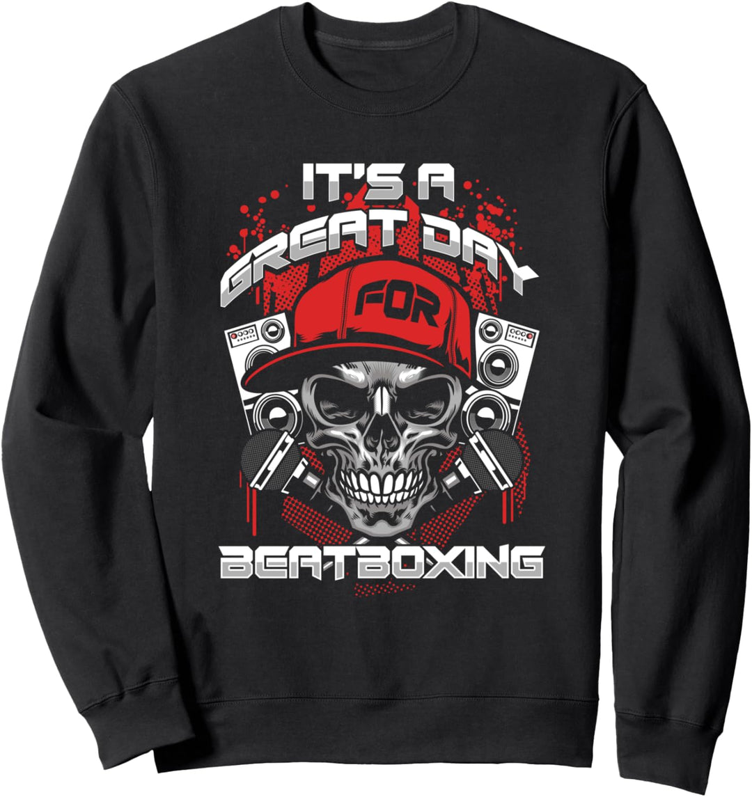 Skelett Schädel Ghetto Beatboxer Rap Hiphop Beatbox Künstler Sweatshirt
