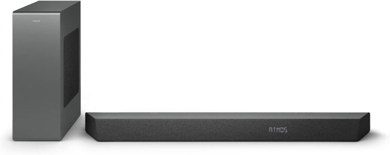 Philips TAB8507/10 Soundbar 3.1 Kabelloser Subwoofer, Dolby Atmos, Cinematiischer Sound, HDMI eARC,