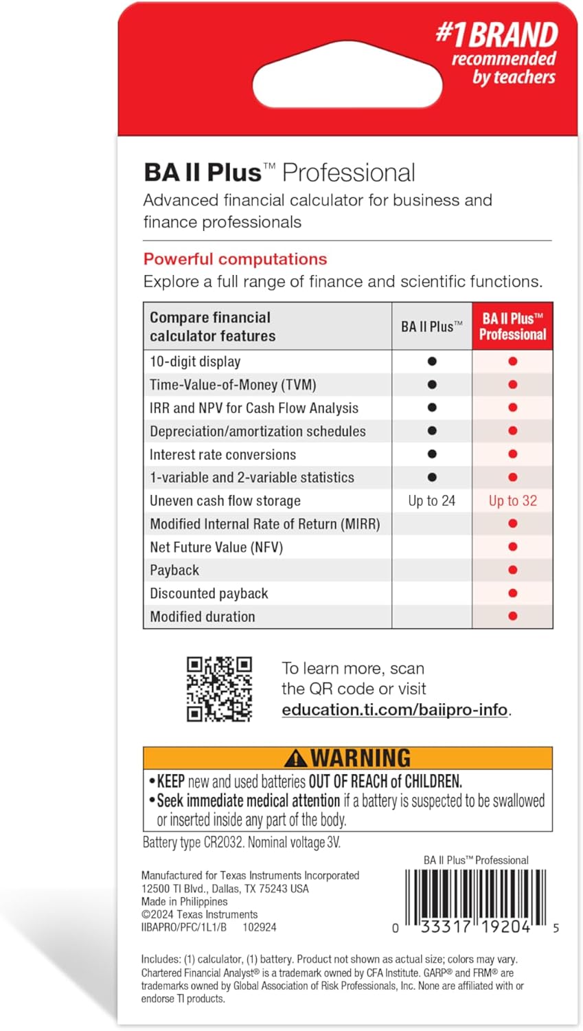 Texas Instruments BA-II PLUS Professional Finanzrechner