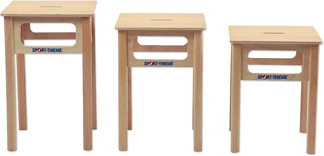 Sport-Thieme Gymnastikhocker aus Holz | Therapiehocker in DREI Höhen: 45, 50, 55 cm | Lackiertes Buc