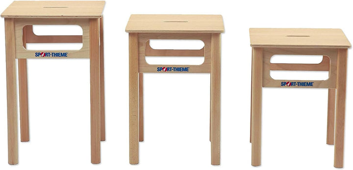 Sport-Thieme Gymnastikhocker aus Holz | Therapiehocker in DREI Höhen: 45, 50, 55 cm | Lackiertes Buc