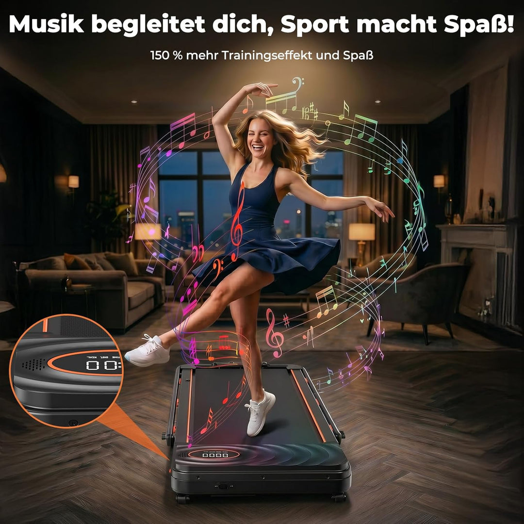 JAGJOG Walking Pad mit 16% Auto-Steigung und Bluetooth-Lautsprecher | Klappar,1-12km/h,2.5PS-Motor,A