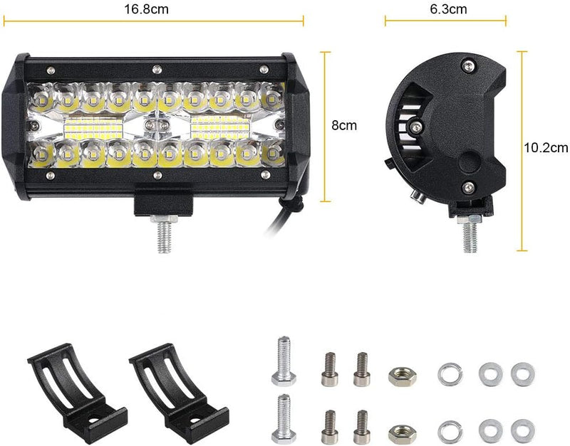 URAQT LED Arbeitsscheinwerfer, Scheinwerfer LED Auto, 2x120W Zusatzscheinwerfer, Flutlicht Wasserdic