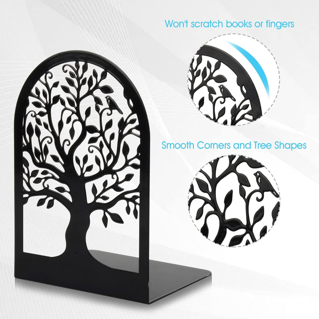 Buchstützen, Buchstützen, Metall-Buchstützen für Regale, dekorativ, Baum-Buchstützen-Stopper für sch