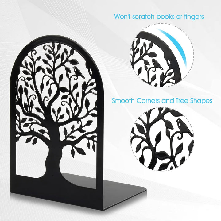 Buchstützen, Buchstützen, Metall-Buchstützen für Regale, dekorativ, Baum-Buchstützen-Stopper für sch