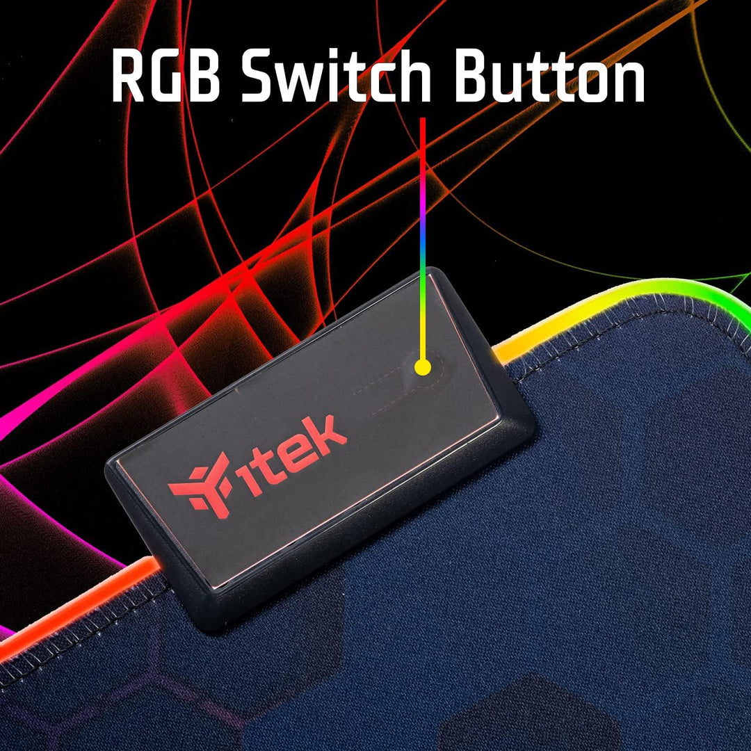 iTek E1 Gaming-Mauspad, RGB, 350 x 250 x 3 mm, höchste Präzision, waschbar, rutschfest, Premium-Mate