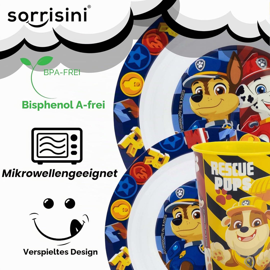 Kindergeschirr set Paw Patrol, Wiederverwendbares Babygeschirr Set, Kinder Essgeschirr, Microwaveabl