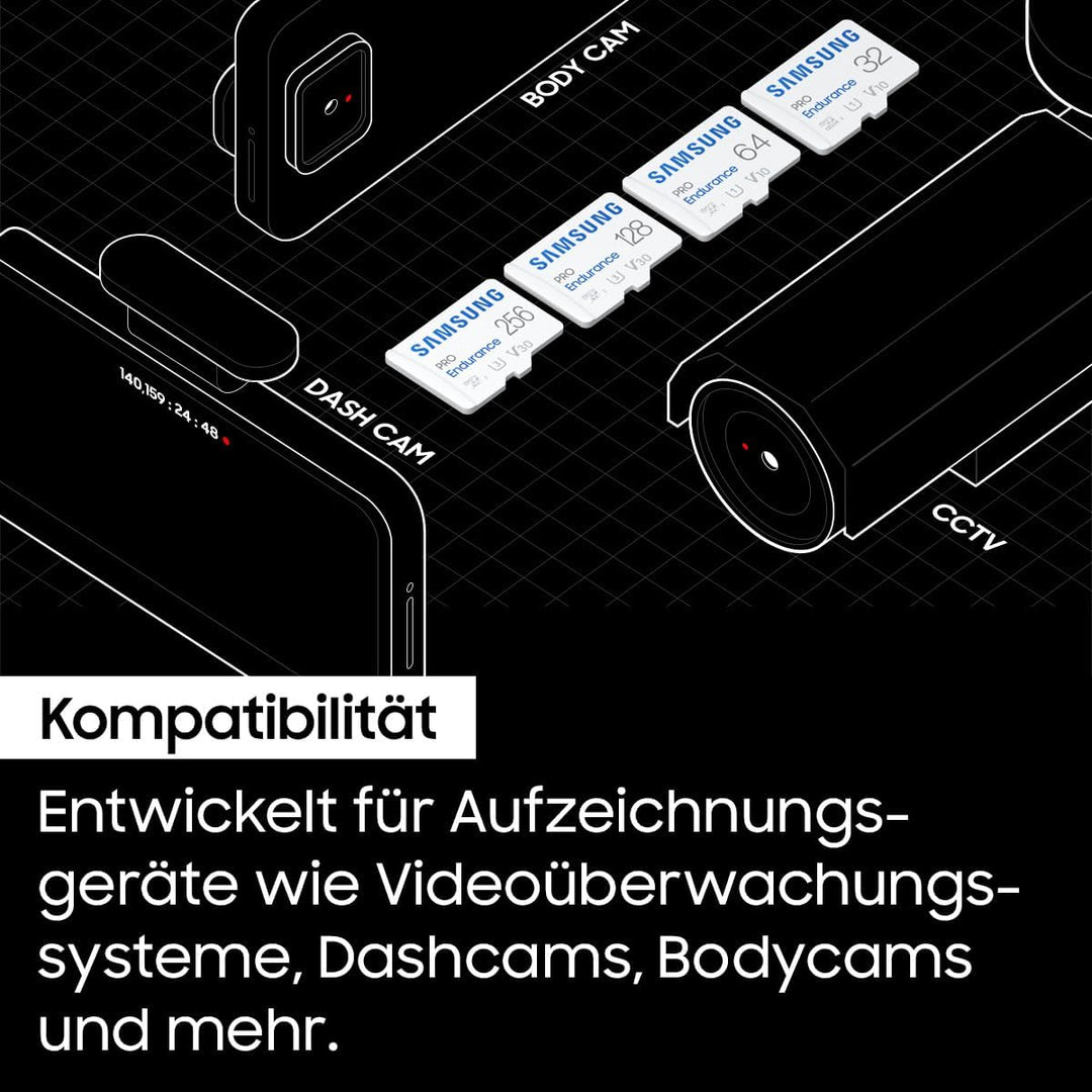 Samsung PRO Endurance microSD Speicherkarte (MB-MJ256KA/EU) 256 GB, UHS-I U3, Full HD & 4K UHD, 100