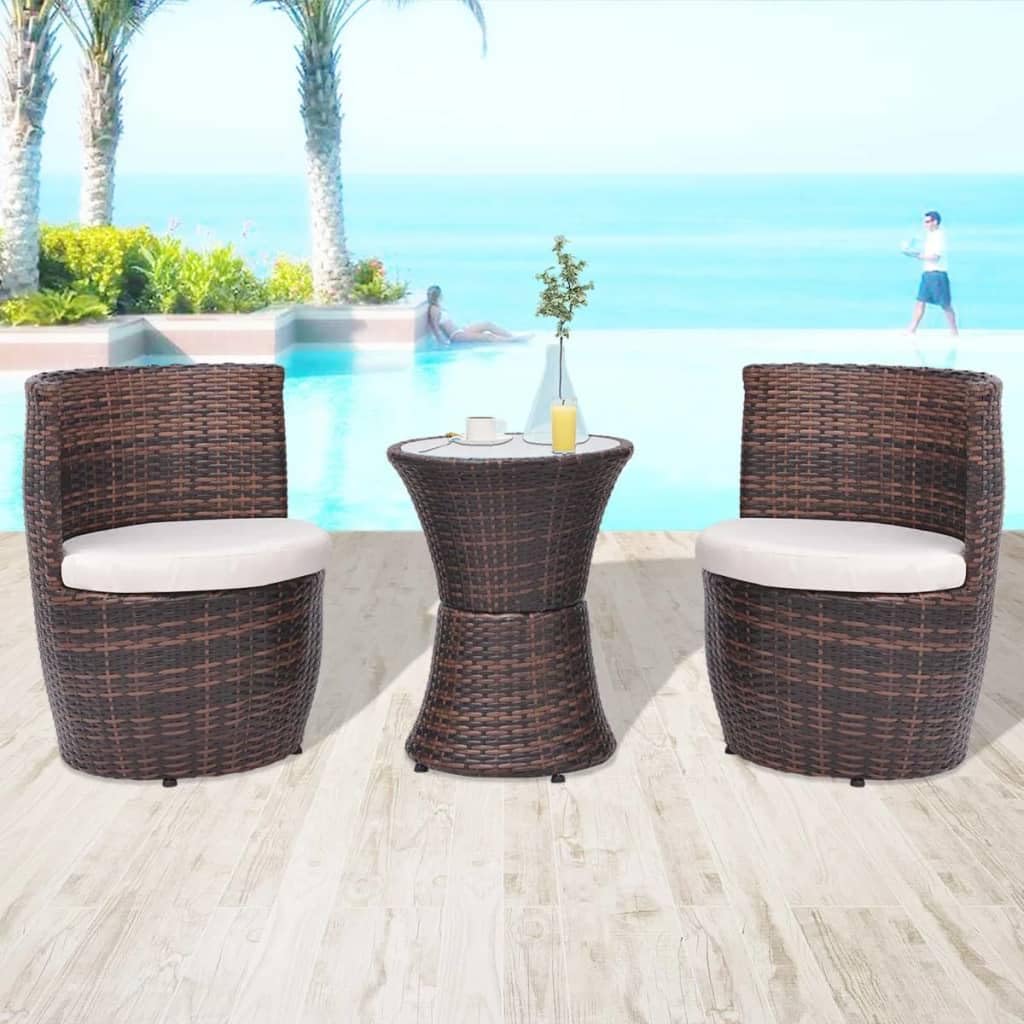 vidaXL Gartenmöbel 5-TLG. Poly Rattan Bistroset Balkonset Balkonmöbel Garnitur Braun, Braun
