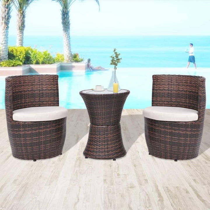 vidaXL Gartenmöbel 5-TLG. Poly Rattan Bistroset Balkonset Balkonmöbel Garnitur Braun, Braun