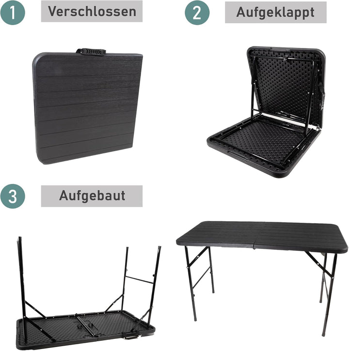 Lemodo Klapptisch mit Tischplatte in Holz-Optik, Balkontisch 120 x 60 cm (L x B) | Beistelltisch bis