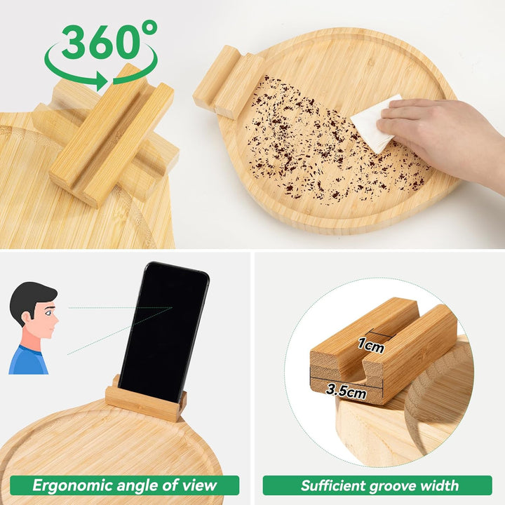 Sofa Armlehne Tablett Faltbarer mit 360° Drehbarer Handyhalterung Holz Bambus Sofa-Armlehne Tragbare