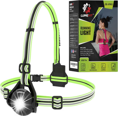 LUMEFIT Lauflicht mit Reflektoren, ideal zum Joggen und Laufen, mit 500 Lumen FrontTaschenlampe, 90°