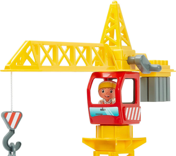 Ecoiffier – Abrick Baustellen Spielset – mit Kran, Baustellenfahrzeugen, LKW, Bausteinen, Schildern,
