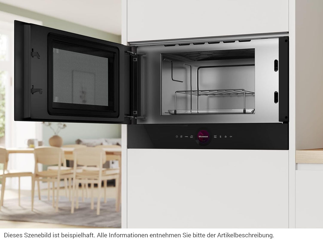 Bosch BEL7321B1, Serie 8 Einbau-Mikrowelle, Schwarz, 38 x 60 cm, 900W, Türanschlag Links, AutoPilot