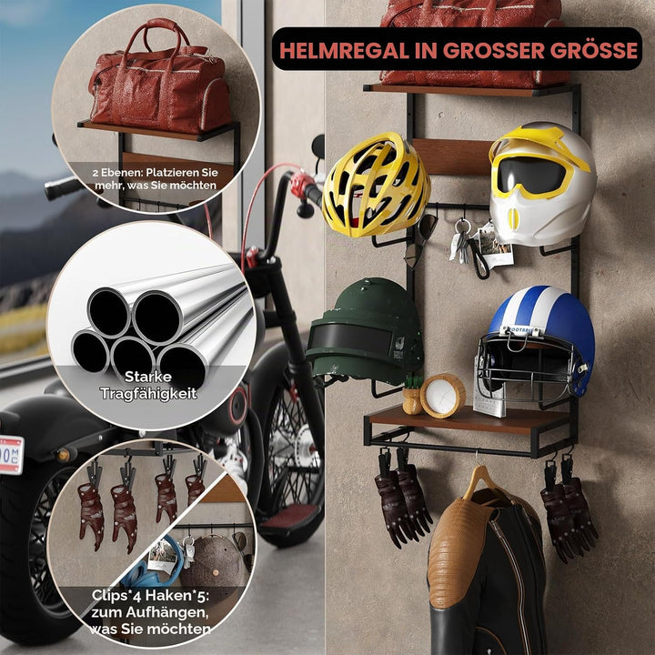 Helm Halterung-Motorradhelm Halterung Wand 4er Set, Motorradhalterung Plattenständer Display Organiz