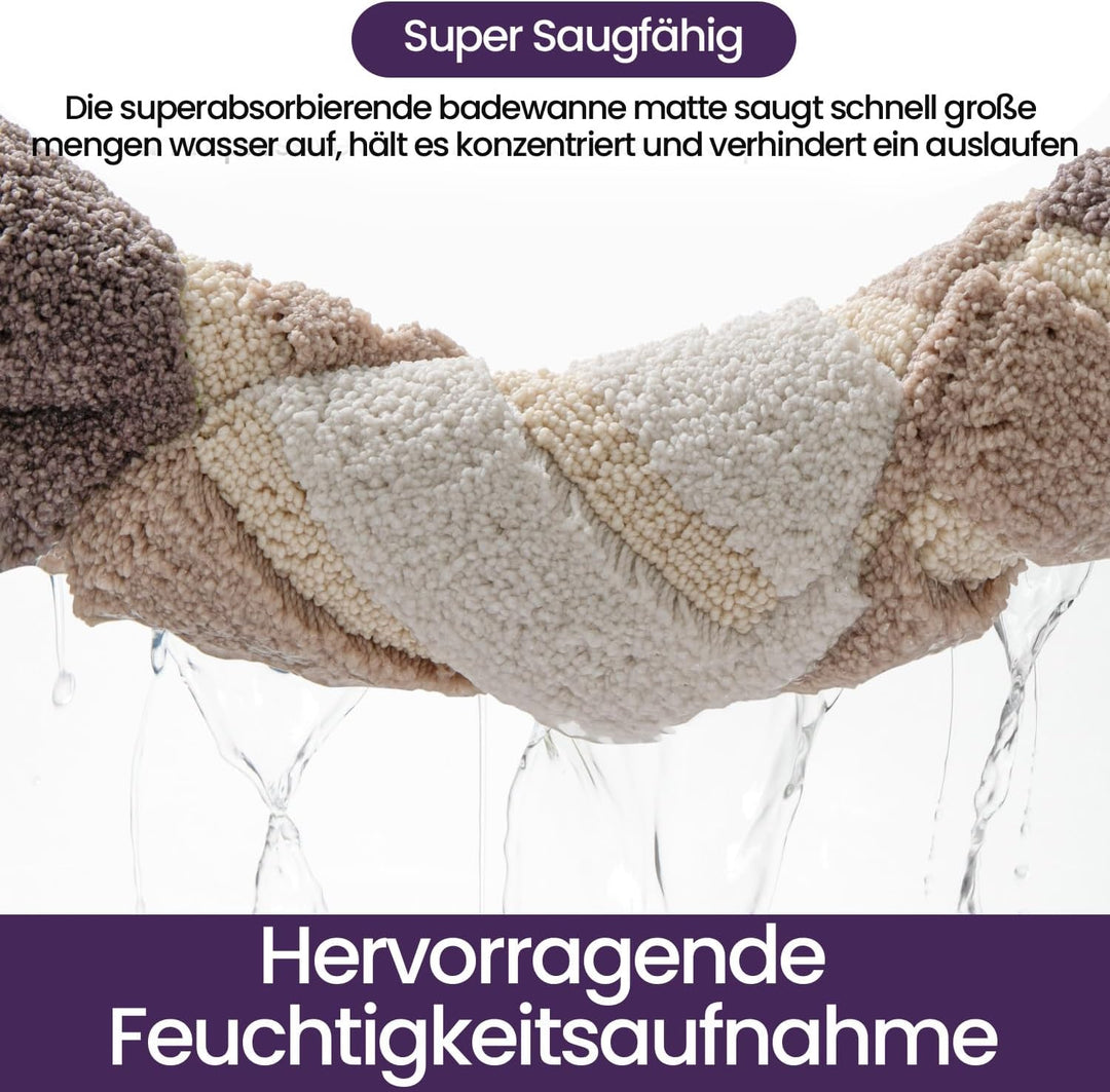 DEXI Badezimmerteppich rutschfest Badematte 60 x 90 cm,Badteppich Saugfähig Weich Maschinenwaschbar