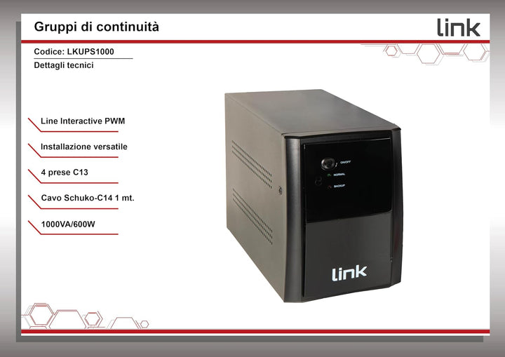 Link lkups1000 Unterbrechungsfreie Stromversorgung 1000 VA 600 Watt