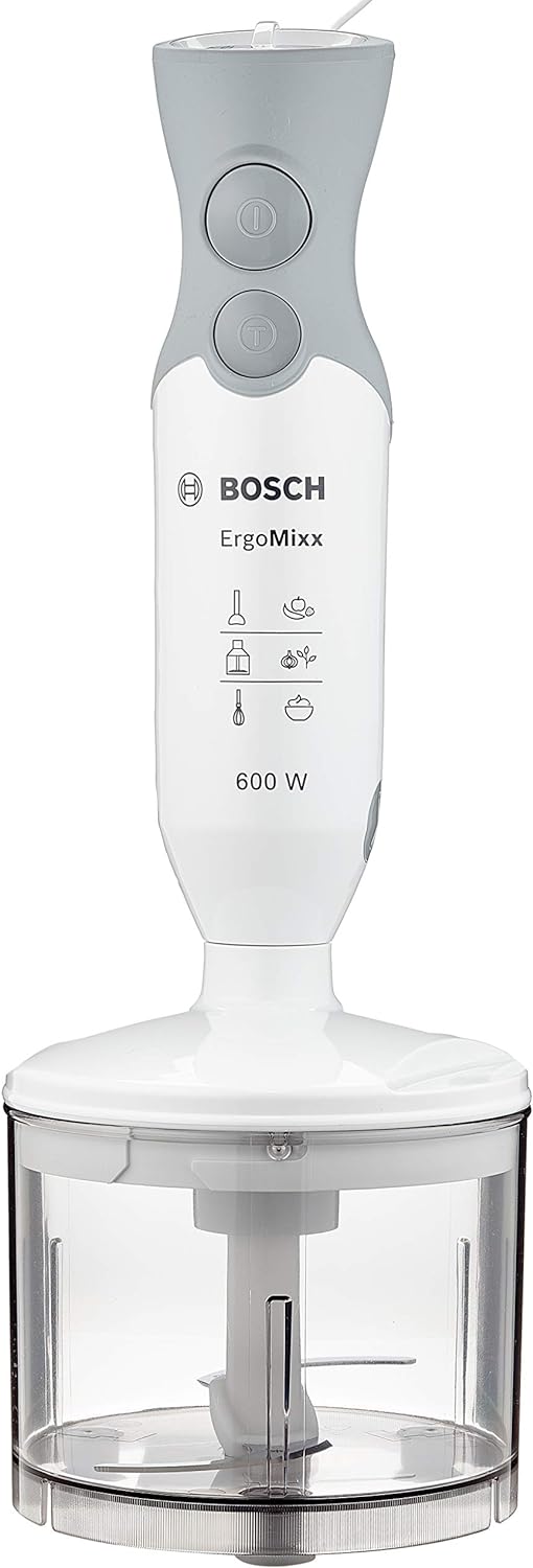 Bosch Stabmixer ErgoMixx MSM66120, Edelstahl-Mixfuss, Mix- und Messbecher, 4-Klingen-Messer, ergonom