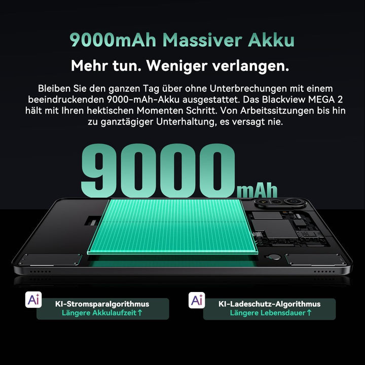 Blackview Mega2 12 Zoll Tablet mit Tastatur, 2K FHD+ Grosses Display, 18GB RAM + 256GB ROM, Gaming T