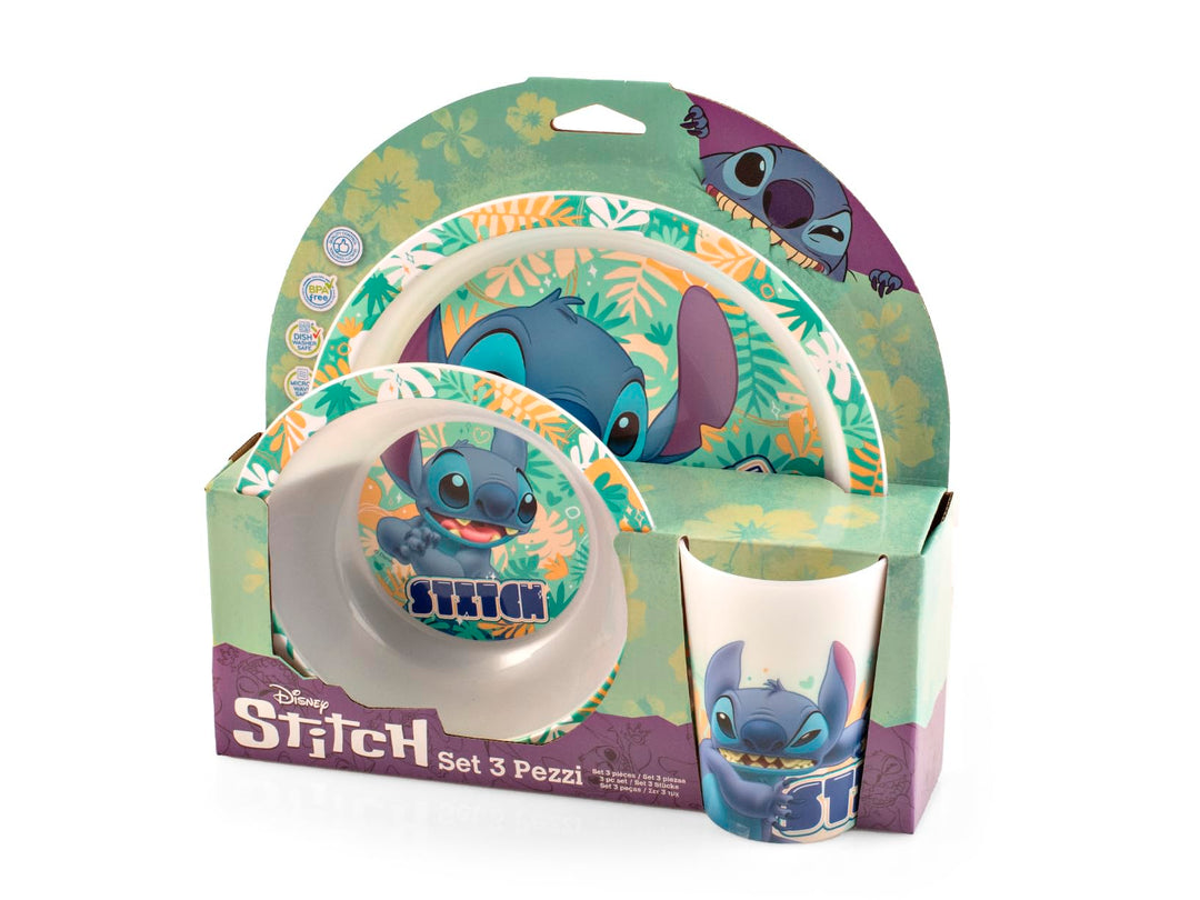 Lulabi -Stitch Hawaii Brei-Set, 3-teilig, aus Polypropylen, BPA-frei, bunt, spülmaschinenfest, mikro