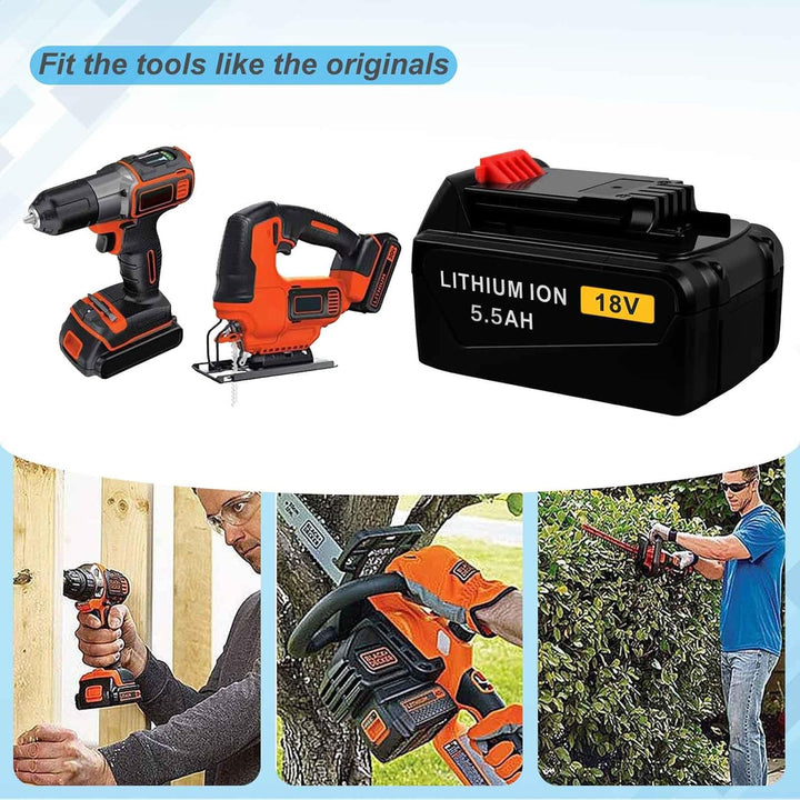iPrize 18V 5.5Ah Li-Ion Ersatzakku für Black+Decker BL2018 BL2018-XJ BL1518 BL4018 LB20 LBX20 LBXR20