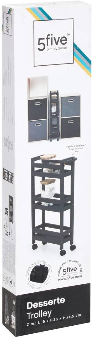 5 five simply smart 5five - servierwagen mit Rollen 3 Ebenen colorama schwarz khôl