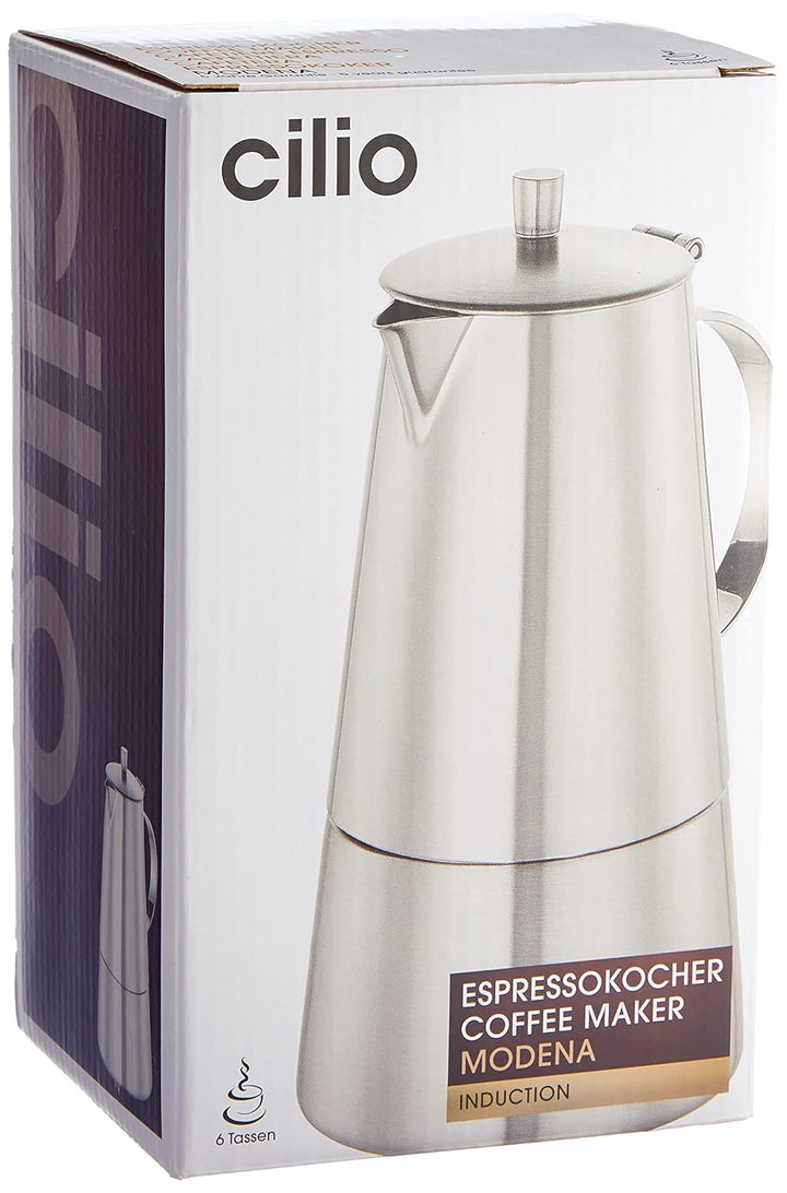 Cilio 202304 Espressokocher Modena, 6 Tassen, Edelstahl, Induktion geeignet