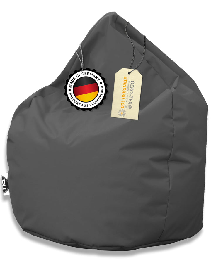 PATCH HOME Sitzsack Tropfenform - 3 Grössen - 25 Farben XXXL - 125cm, Durchmesser 105cm Anthrazit, X