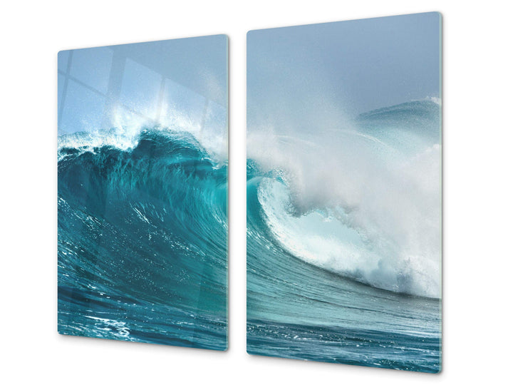 Küchenbrett aus Hartglas und Induktionskochplattenabdeckung – Schneideplatten SINGLE mit 60 x 52 cm