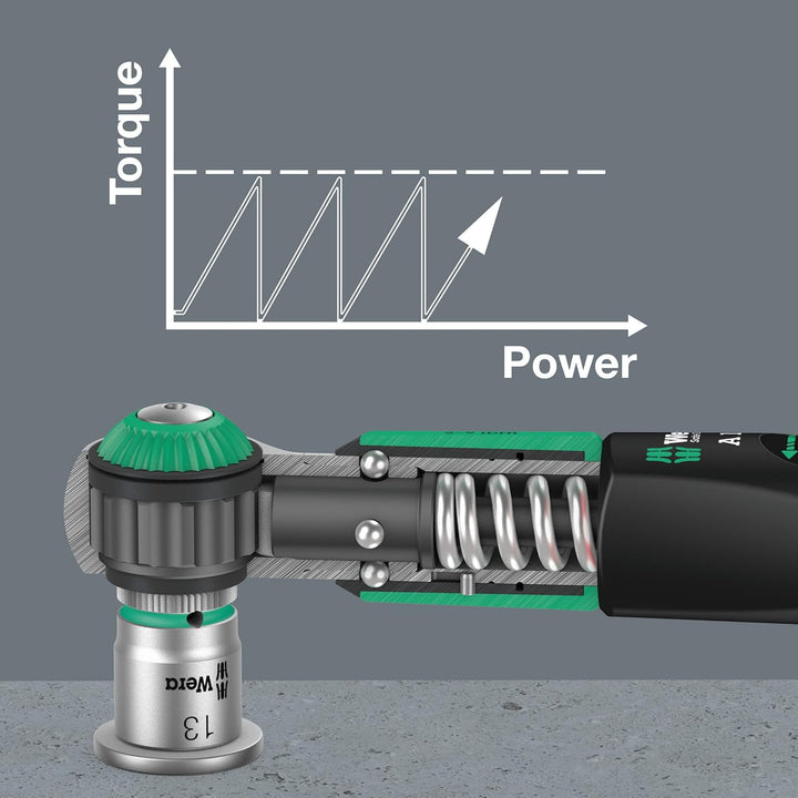 Wera 05075800001 Safe-Torque A 1 Drehmomentschlüssel mit 1/4"-Vierkantantrieb, 2-12 Nm, Schwarz-grün