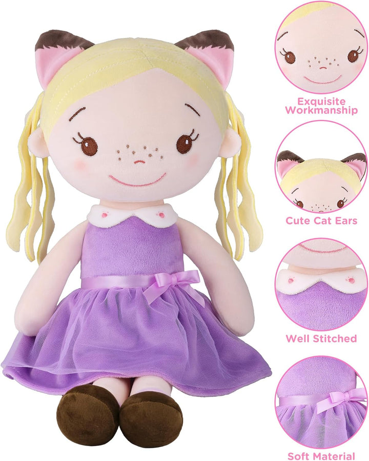 GAGAKU Weiche Stoffpuppe 40cm Schutzengel Puppen, Taufgeschenk für Baby Mädchen Kuscheltier Glücksbr