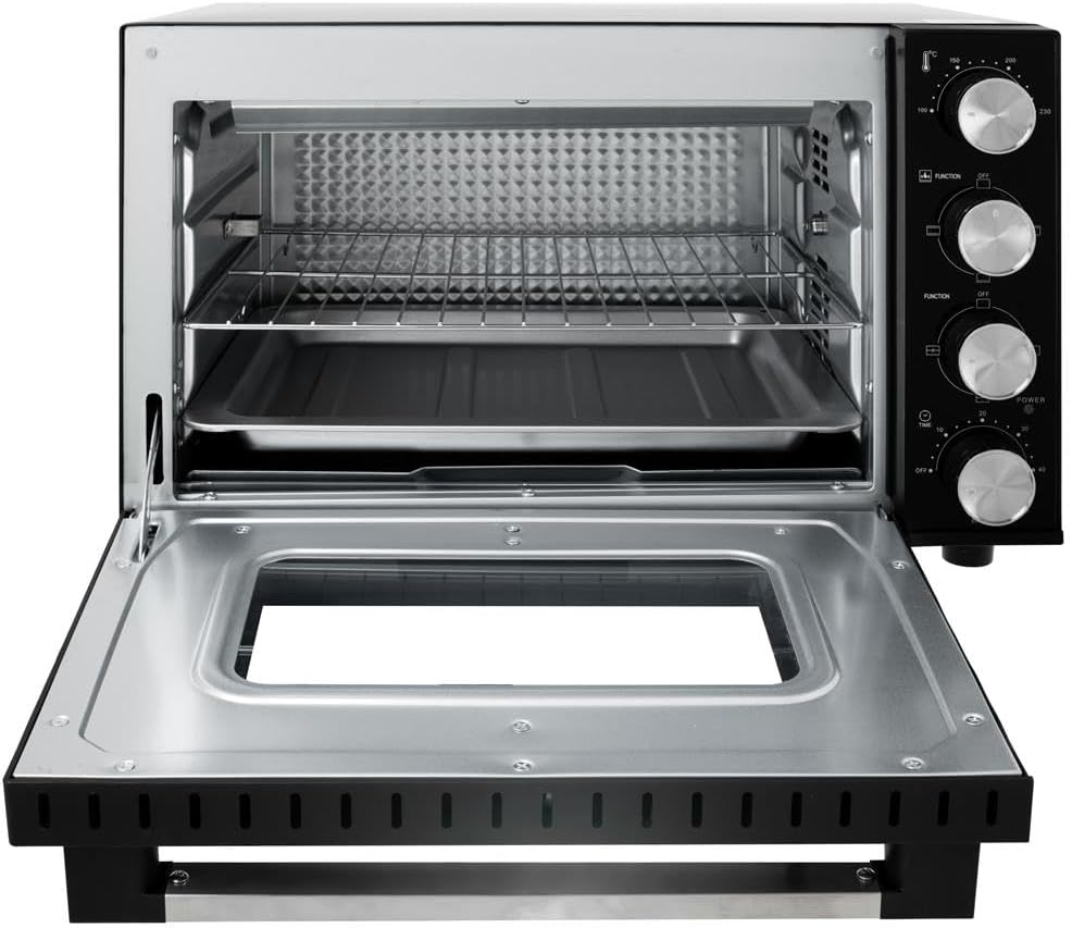 ADLER EUROPE Mini-Backofen AD 6031, 30L, Elektrobackofen mit Drehspiess, 12 Backmodi, Timer, 1800W,