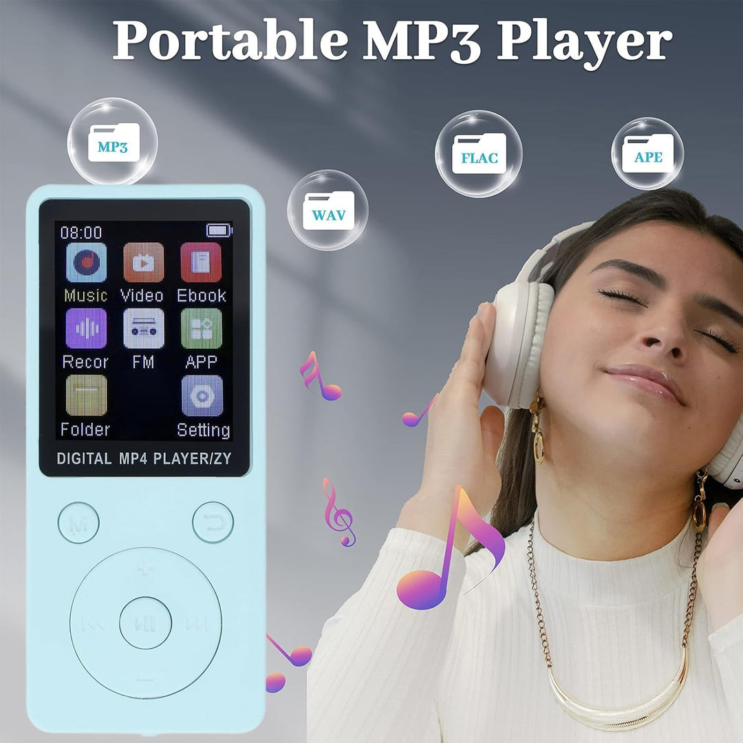 MP3-Player mit Bluetooth, HiFi-Sound, 1,8-Zoll-Bildschirm, Tragbarer Musik-Player mit Kopfhörern, Ra