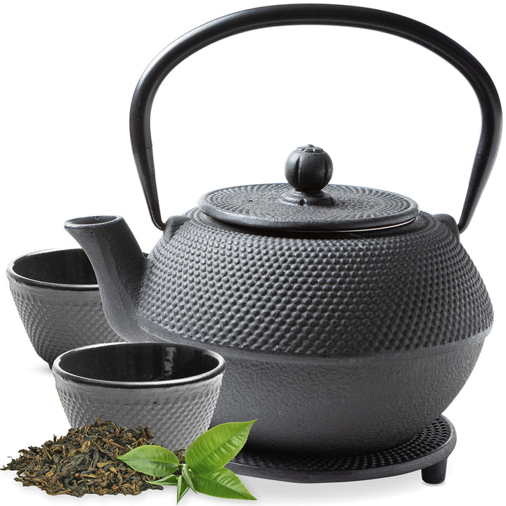Tealøv TEEKANNE GUSSEISEN SET 1,1 LITER IN GESCHENKBOX | Komplettes Teeservice aus Gusseisen | Gusse