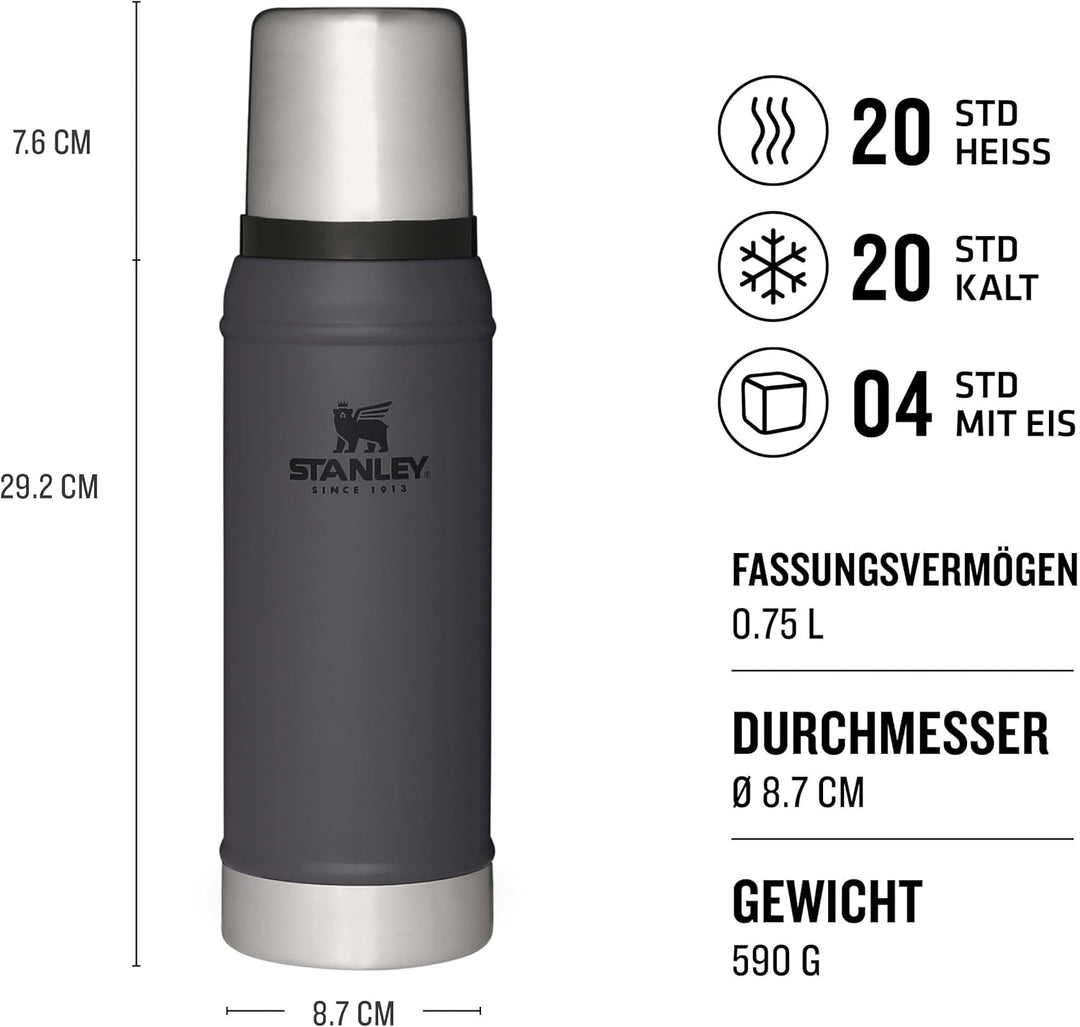 Stanley Classic Legendary Thermosflasche Edelstahl 750 ml - Thermos Hält 20 Stunden Heiss oder Kalt