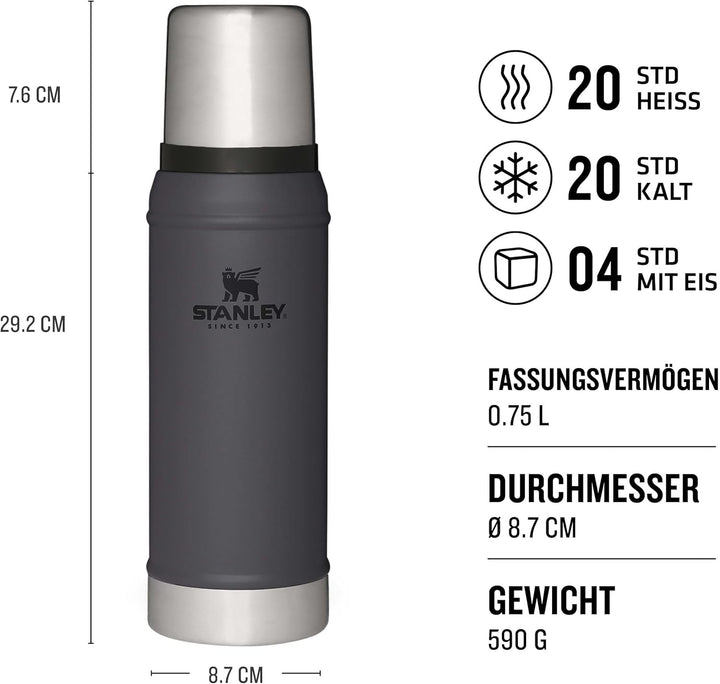 Stanley Classic Legendary Thermosflasche Edelstahl 750 ml - Thermos Hält 20 Stunden Heiss oder Kalt