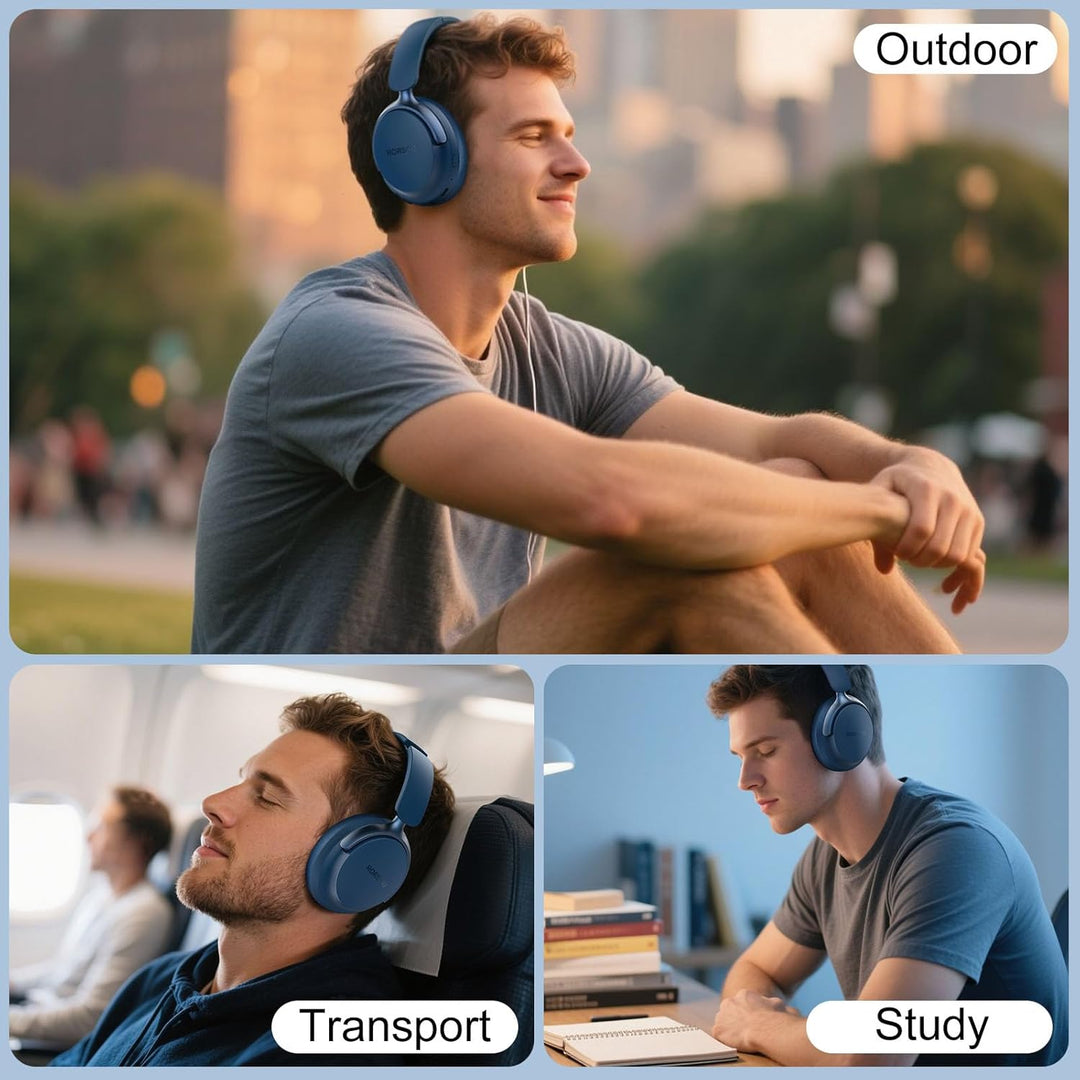 RORSOU B8 Over-Ear Bluetooth Kopfhörer, 6 EQ Musik Modi, 50 stündige Laufzeit, Deep Bass Wireless Ko