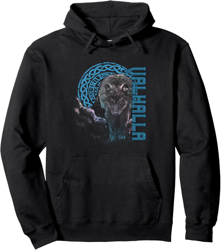 Walhalla Wolf Maske Odin Runen Nordischer Kompass Wikinger Pullover Hoodie