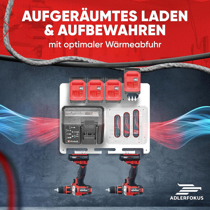 Adlerfokus Wandhalterung für Einhell Akkus & Ladegeräte [MADE IN GERMANY] Einhell Akkuhalter Wandhal