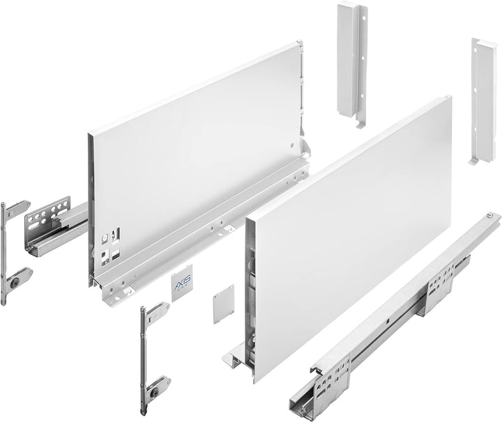 GTV Schubladenschienen AXIS PRO I Schubladenauszüge mit Vollauszug I Weiss I Belastbarkeit bis 40 kg