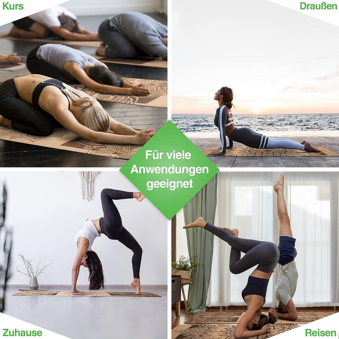 BACKLAxx ® Kork Yoga Matte mit Naturkautschuk – Nachhaltige Yogamatte rutschfest schadstofffrei mit