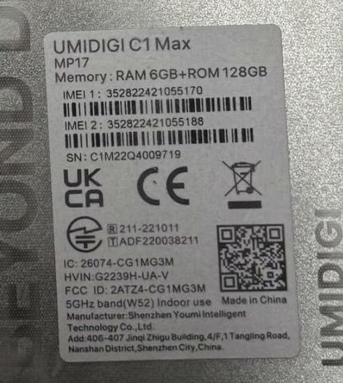 UMIDIGI C1 Max Android 12 Günstig Smartphone Ohne Vertrag, 5150 mAh Akku mit Typ-C,6.52 Zoll HD+ Dis