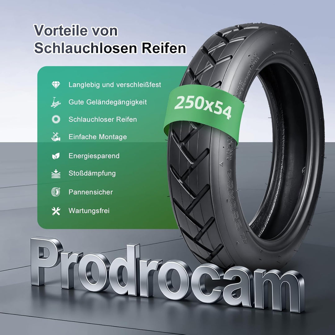 250 x 54 Reifen Schlauchlose für Xiaomi Mi4 Pro/Lite Elektroroller, 10 x 2,125 Reifen für Ninebot F2