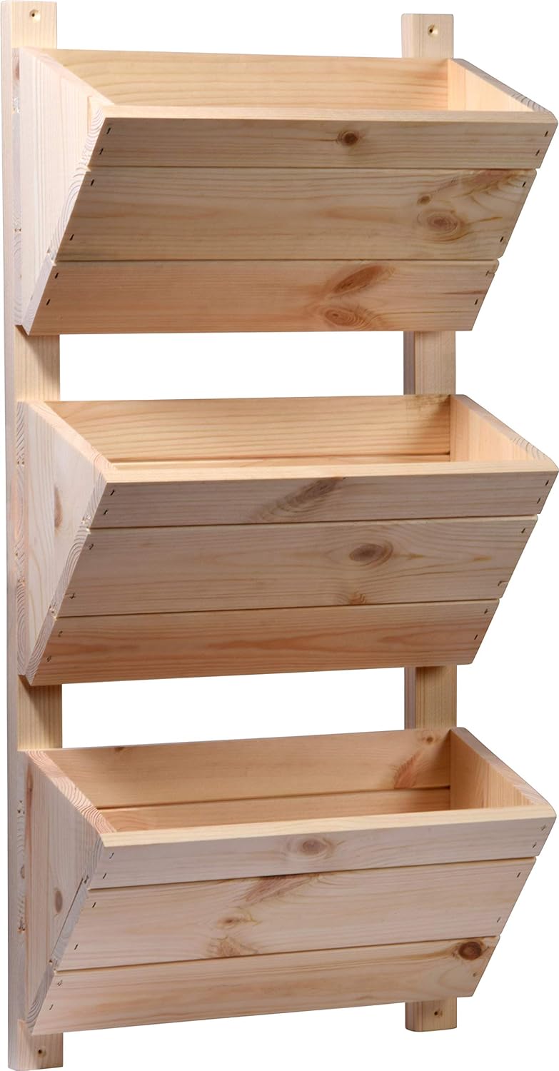 dobar® Green Label 58383FSCe Wandbeet mit 3 Pflanzkästen | Blumentreppe aus Holz | Blumenleiter für