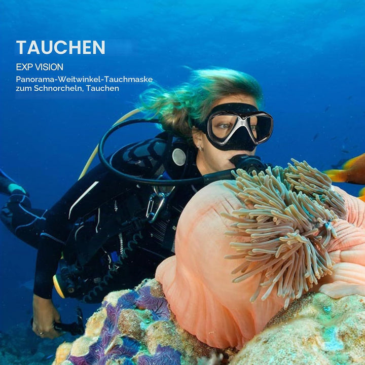 Taucherbrille für Erwachsene mit Anti-Nebel Schnorchelmaske, Schwimmmaske gehärtetem Glas und Nasena