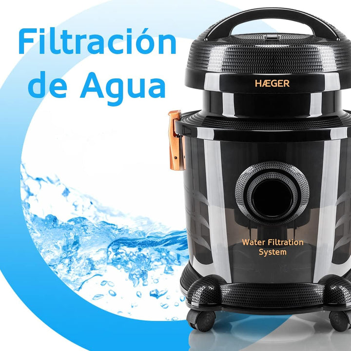 HAEGER AQUACLEAN 1200 Staubsauger mit Wasserfilter, 1200 W, Saugleistung mit Wasserfilter, 9 l Wasse